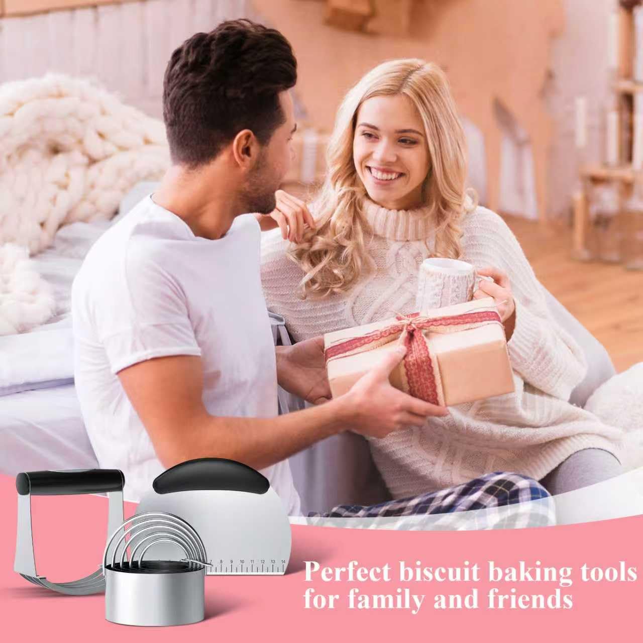 Frapkom Biscuit Cutter Set, Dough Blender, Pastry Cutter, Biscuit Cutter, Dough Cutter,Pastry Cutter Set, Round Sifter,Baking Dough Tools for Cooking Cookies (3 Pcs/Set)