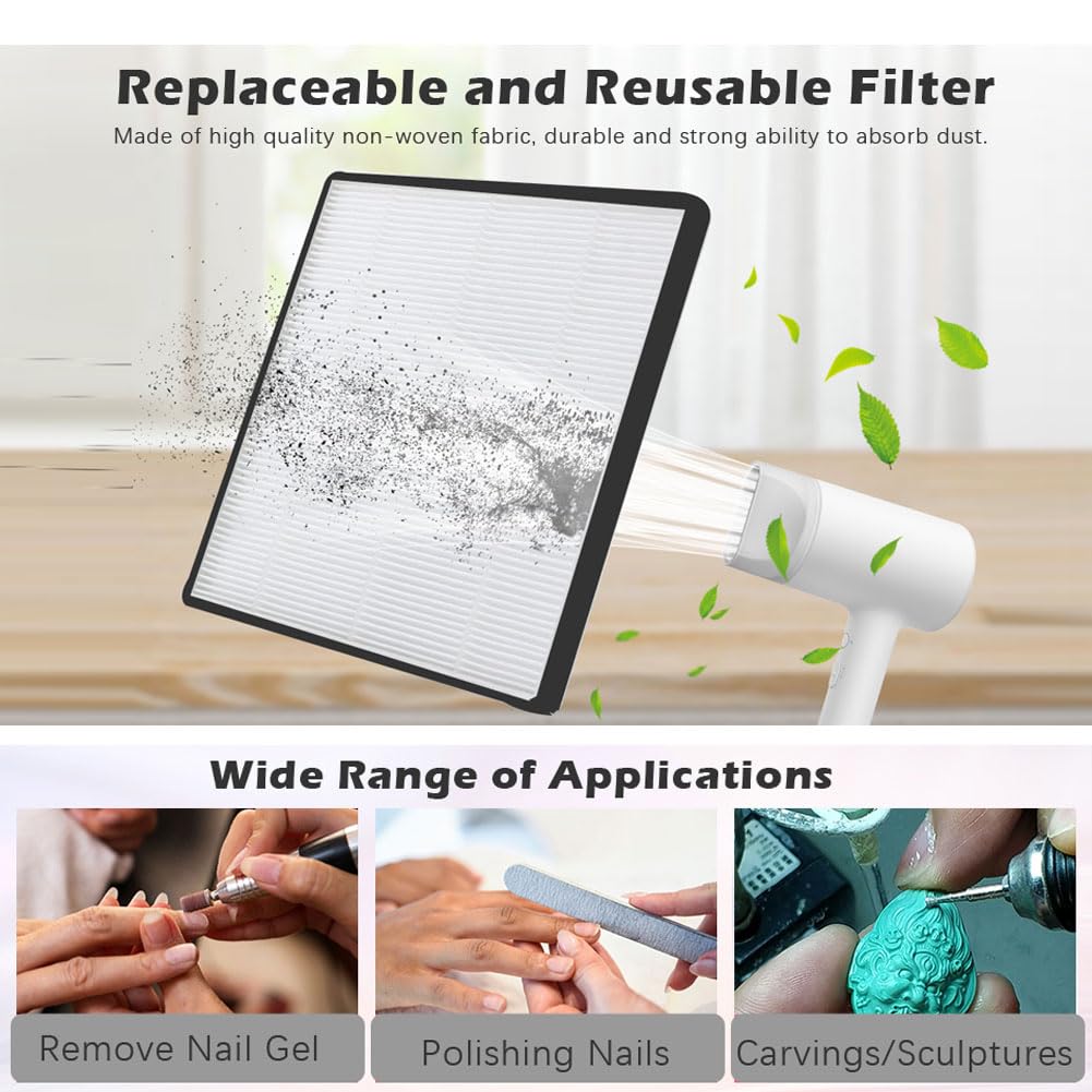 AONOLOVO Nail Dust Collector, Powerful Nail Vacuum Dust Collector Nail Tech Extractor Fan Manicure Tool for Acrylic Nails Removal, White