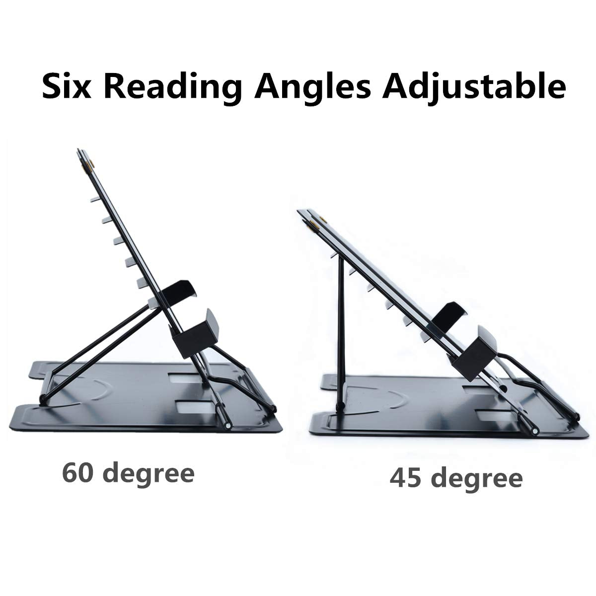Citmage Desk Book Stand Document Holder Heavy Duty Metal Reading Stand Black for Book Magazine Menu iPad Music Score Speech Draft with 6 Adjustable Positions (Upgrade Edition)