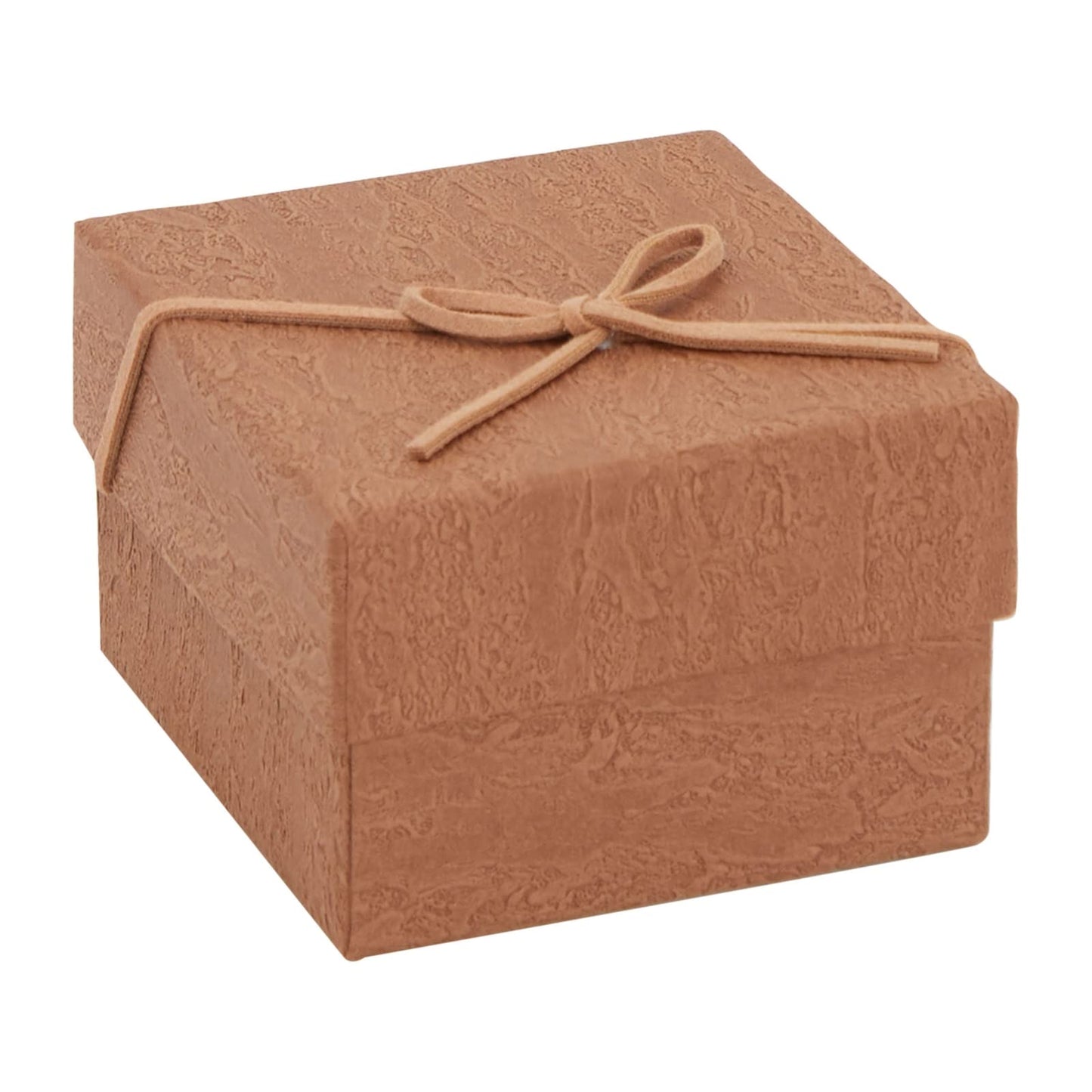 Juvale Bracelet Gift Box 6-Pack - 3.5 x 3.5 x 2.3 in, Brown Country-Rustic Cardboard - Velvet Pillow & Faux Leather Bow Lid - Tiny Jewelry Gift Boxes & Watch Packaging