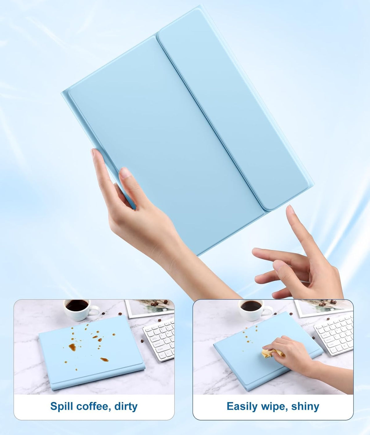 Compatible with iPad Air 11 Inch & Air 5th/ Air 4th Generation Case with Keyboard - Multi-Touch Trackpad, 7-Color Backlit, Detachable Folio Cover for Air 11-inch M3/M2 (2025/2024) (Sky Blue)