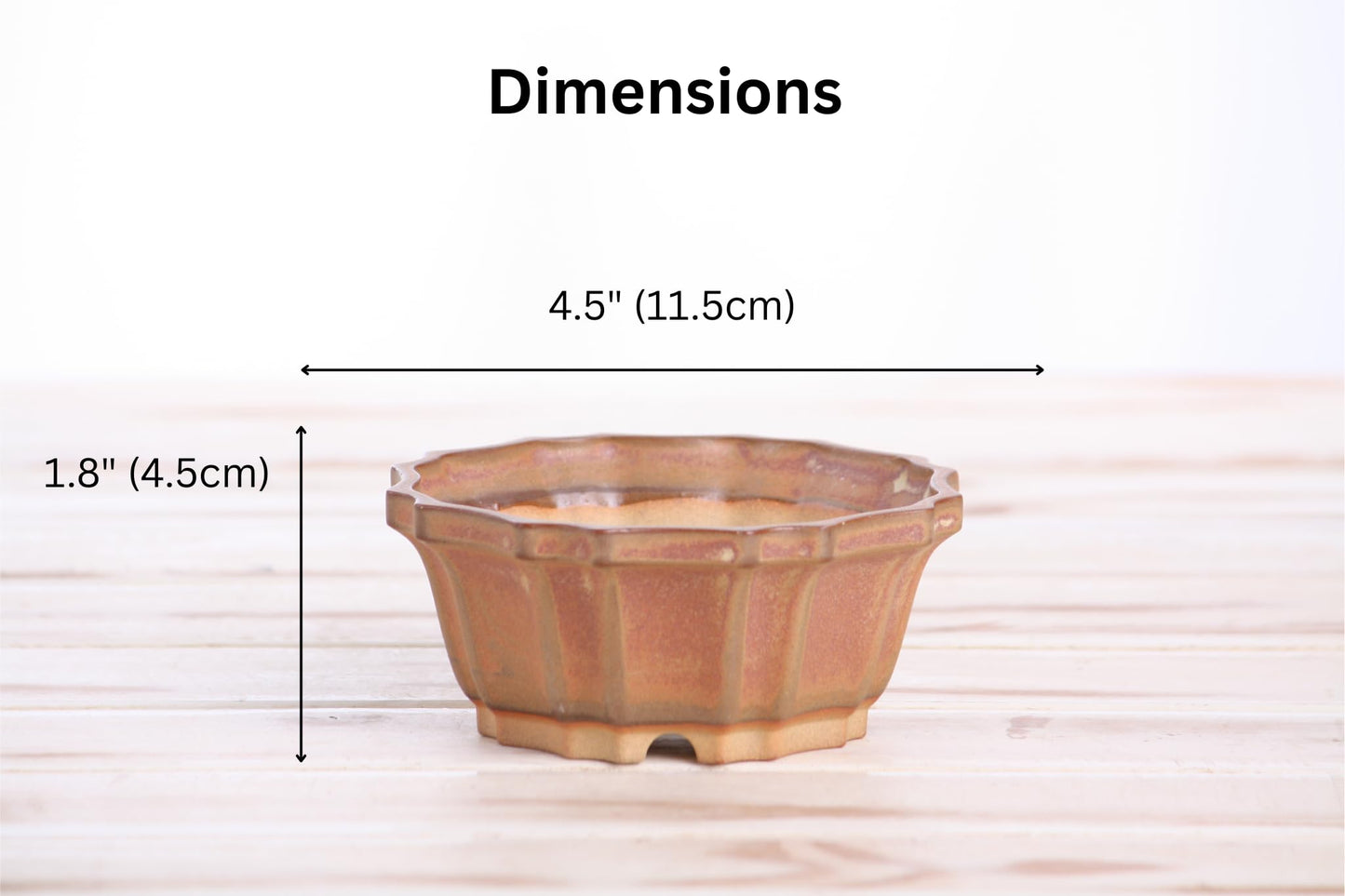 Willow Bonsai Ceramics Flower Design Bonsai Pot, 4.5inch Diameter, Plant Container, Succulant Pot, High Fired Ceramic Stoneware, Frost Proof, Handmade (Deep Stone)