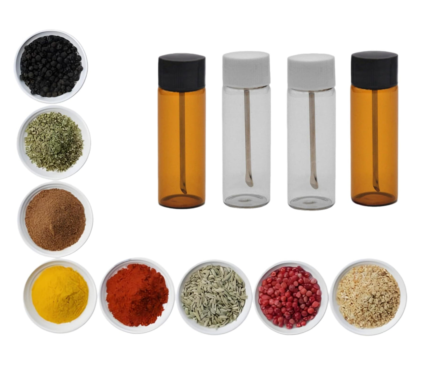 HNOYGNU 5 Pcs Leak-proof Mini Glass Bottles Set, Portable Travel Containers for Spices, Seasonings Travel & Kitchen Essential