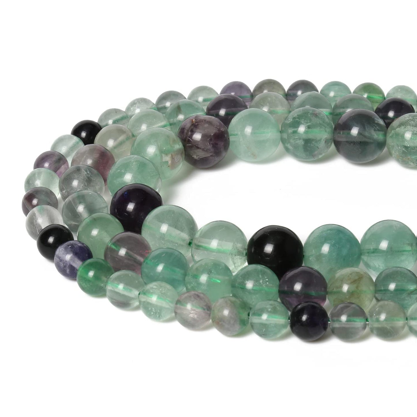 45pcs 8mm Natural Stone Beads Fluorite Beads Energy Crystal Power Gemstone for Jewelry Making, DIY Bracelet Necklace