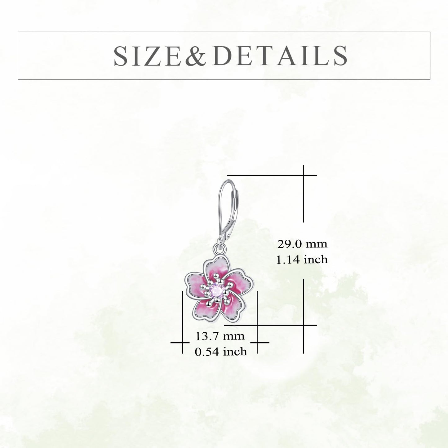 TIGER RIDER Cherry Blossom 925 Sterling Silver Leverback Earrings Flora Jewelry Gift for Women Birthday Christmas