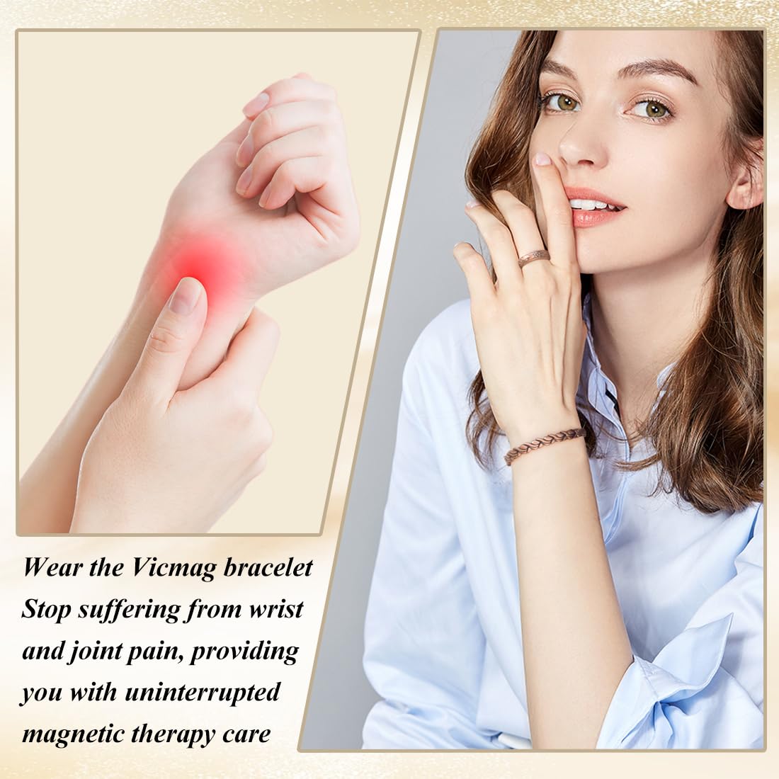 Vicmag Copper Bracelet for Women Magnetic Bracelets 99.9% Pure Copper Jewelry Present with Adjustment Tool