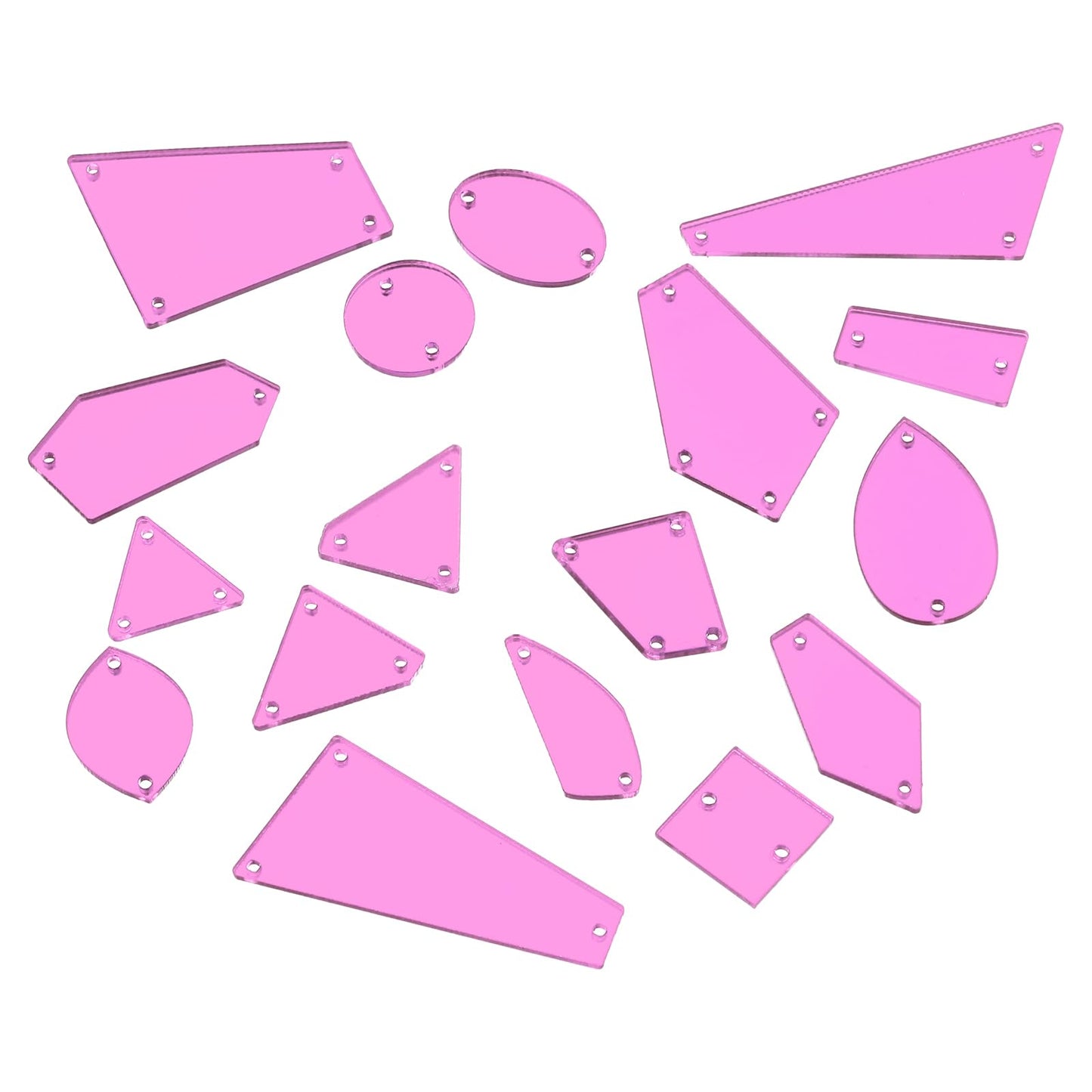 uxcell Sew on Mirror, 50pcs Mixed Shape Irregular Acrylic Flat Back Crystal Mirror DIY Mirrored Rhinestones Beads for Costume, Light Pink