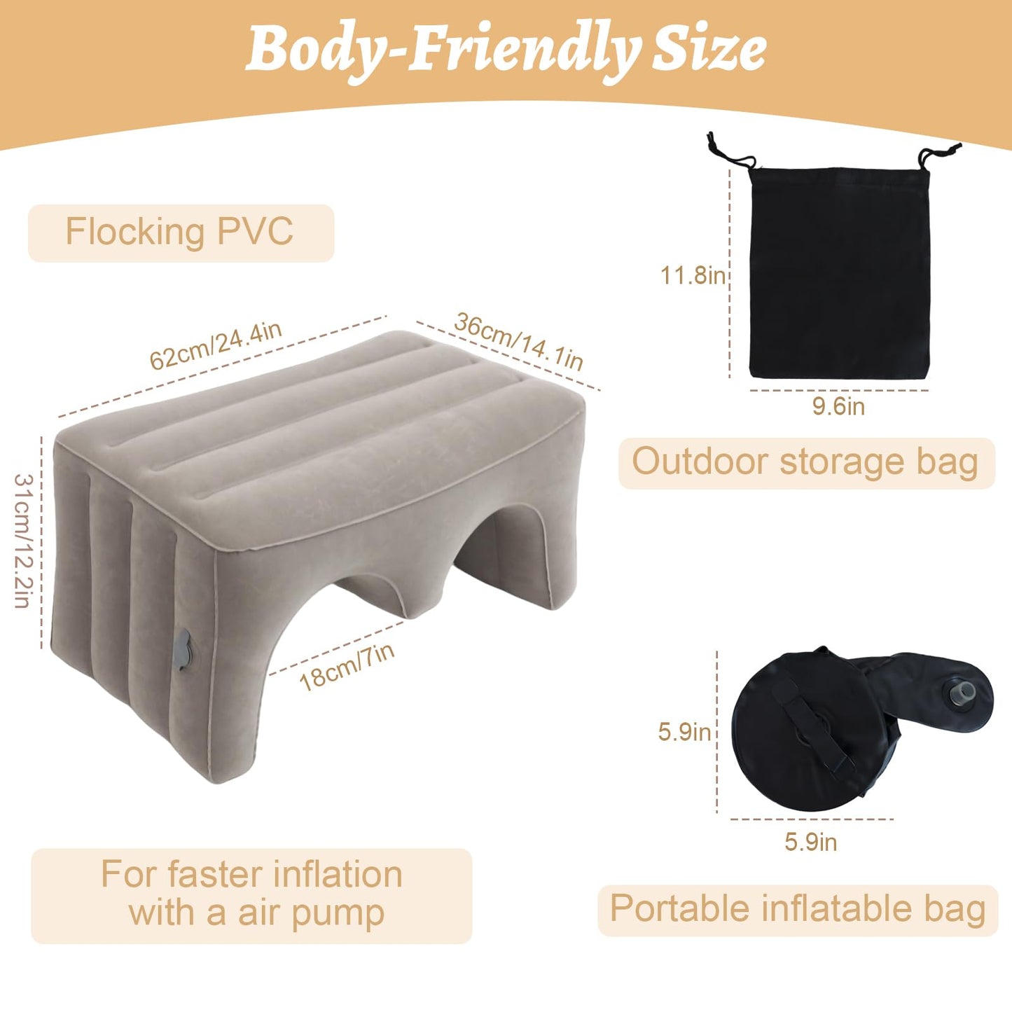 Bloomoja Inflatable Reading Pillow, Laptop Lap Desk with Inflatable Bag, Adjustable Gaming Pillows for Bed, Couch, Floor, Portable Leg Elevation Pillow for Comfortable Reading, Working, Crocheting
