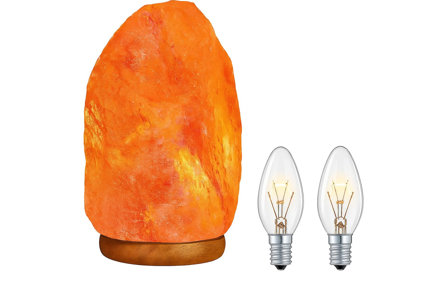 Needs&Gifts Himalayan Salt Lamp with Dimmer Cord and 2 Bulbs, Natural Crystal Rock Lamp for Relaxing Warm Light, Handcrafted from Himalayan Pink Salt