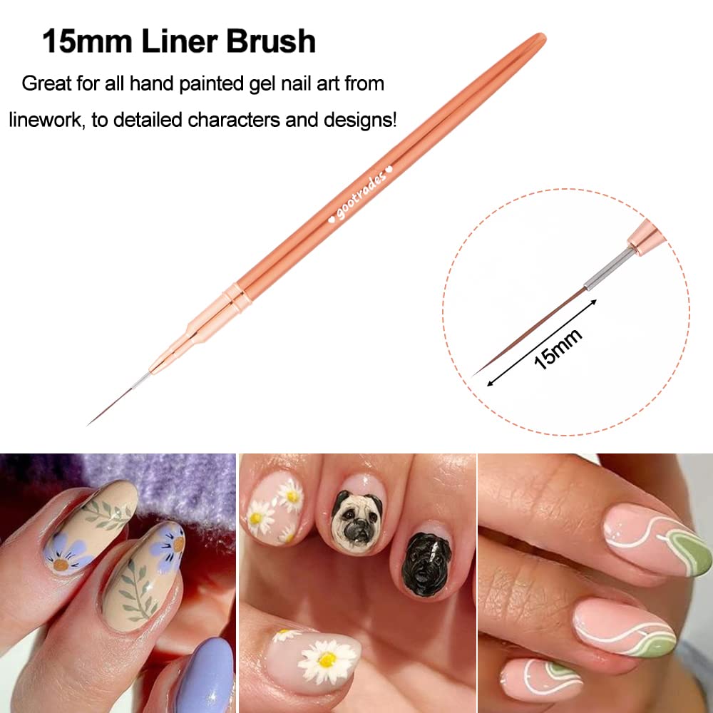 gootrades Nail Art Brushes, Nail Gel Polish Thin Fine Liner Striping Detail Painting Brush Pen