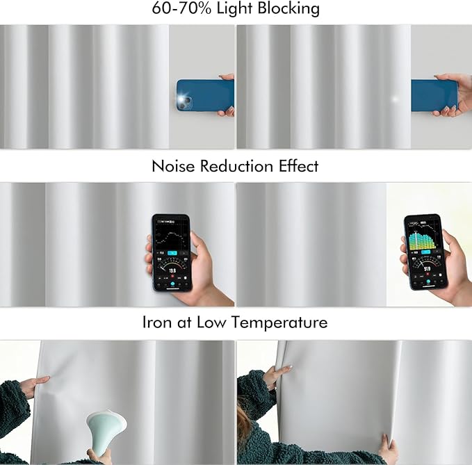 MIULEE Back Tab Light Blocking Curtains 96 Inch Long 2 Panels Set for Living Room Bedroom, Greyish White Rod Pocket/Pinch Pleated Thermal Insulated Room Darkening Floor to Ceiling Blackout Drapes