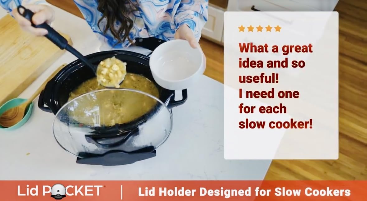 Lid Pocket Slow Cooker Lid Holder | Fits Most Slow Cookers | Keeps Countertops Clean | Crock Pot Kitchen Pot Organizer | Works With Most Crocks