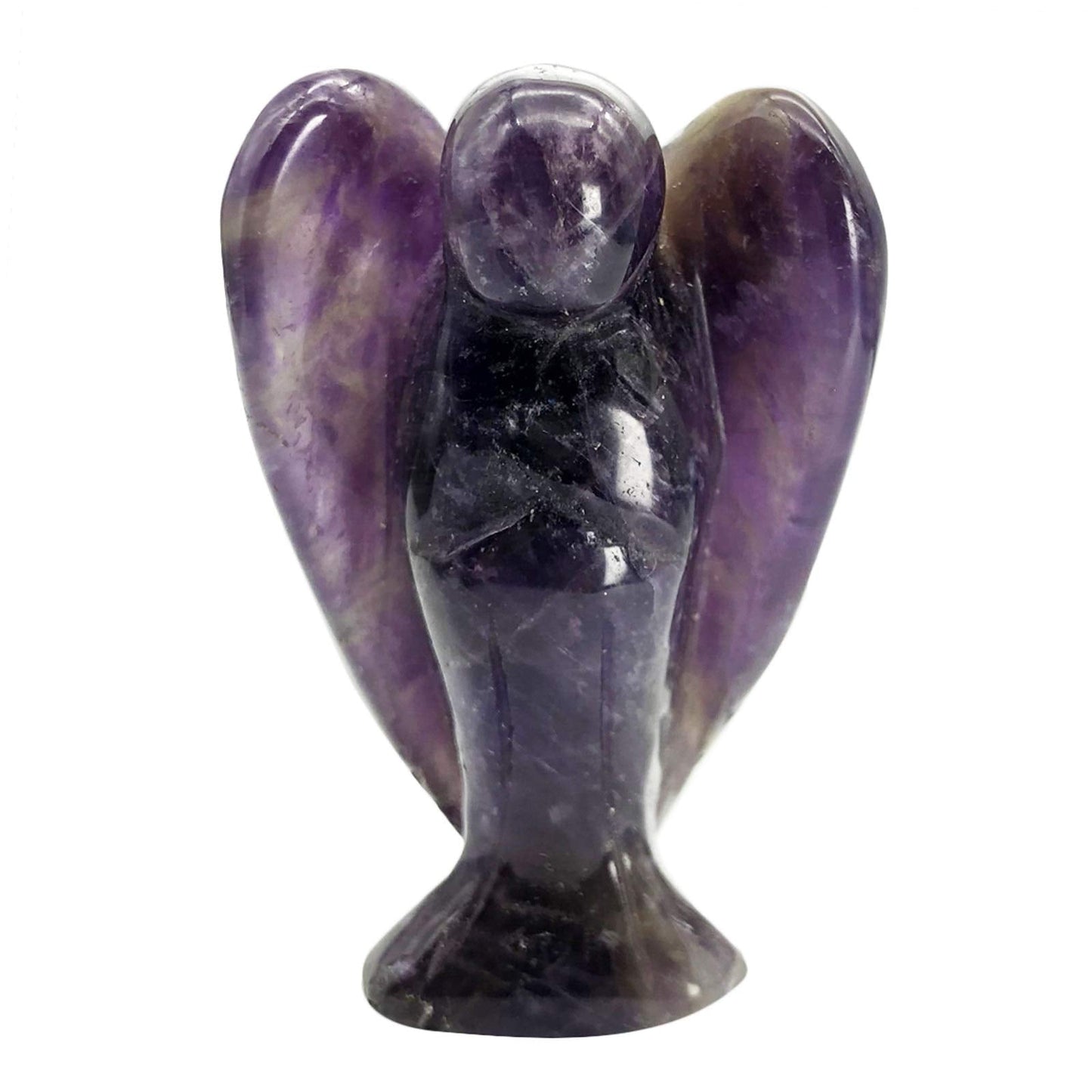 favoramulet 2 Inches Amethyst Crystal Pray Guardian Angel Statue, Carved Healing Peace Angel with Wing Figurine Pocket Stone
