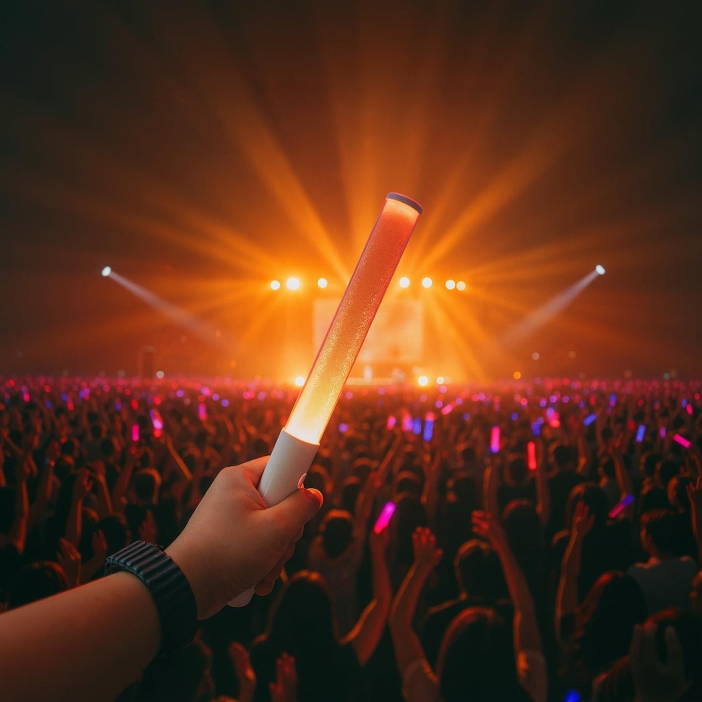 LED Glow Sticks Reusable Glow Party Favor Supplies Multicolor Light Up Stick Idol Concert LED Flashing Bright Glow Lightsticks for Wedding, Birthday, Raves, Concert, Halloween, Christmas (Black-2Pack)