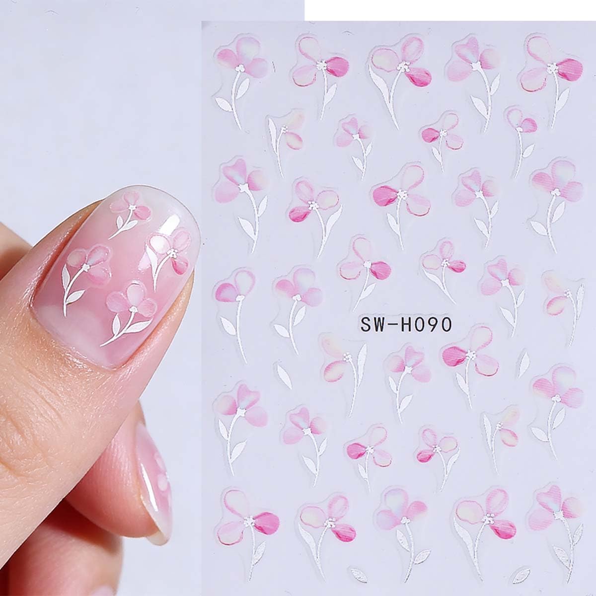 6 Sheets Flower Nail Stickers with Leaf Design Nail Decals 3D Self-Adhesive Gold Hollow Out Floral Nail Art Stickers Spring Summer Nail Decoration for Women DIY Manicure Supplies