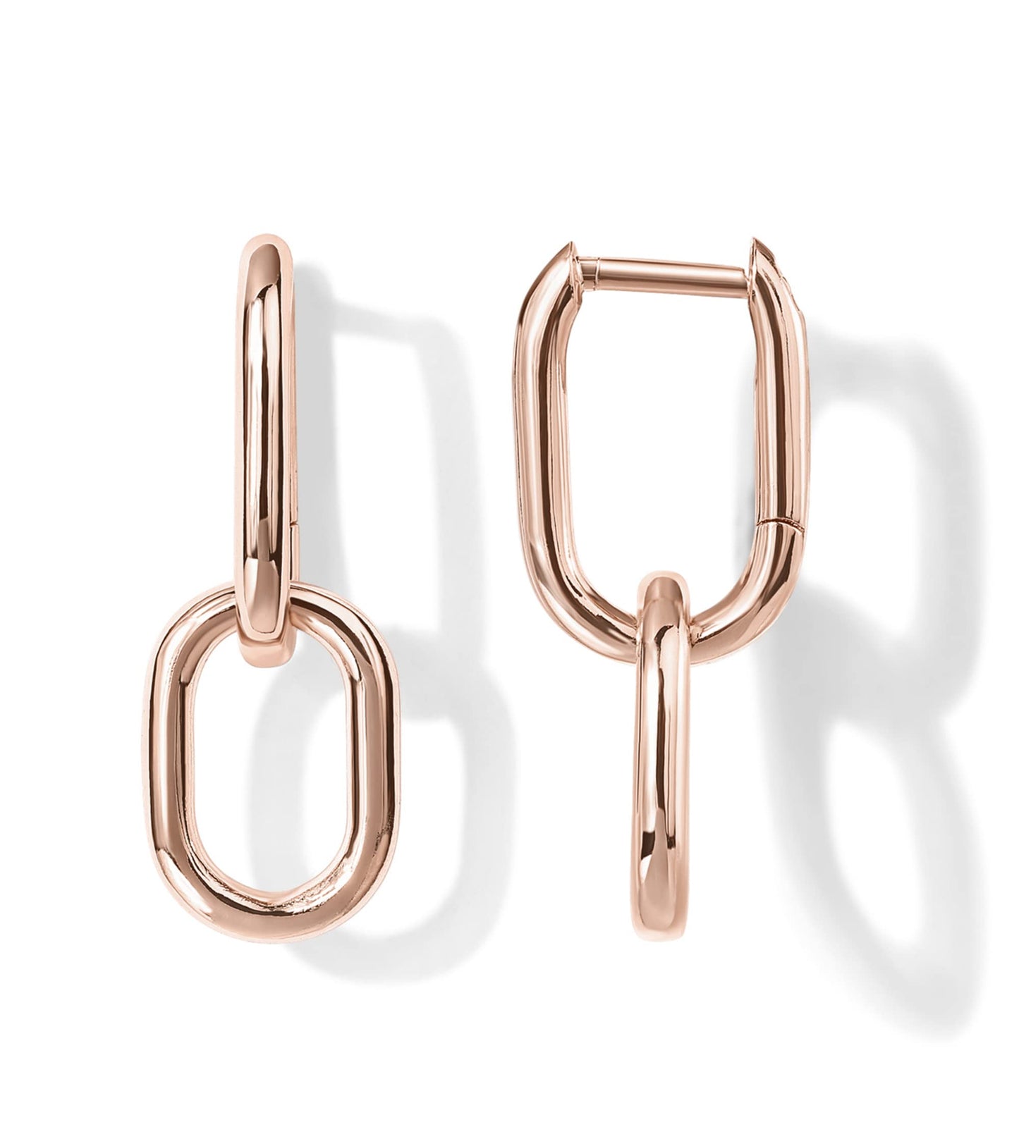 PAVOI 14K Rose Gold Convertible Link and Paperclip Chain Earrings - Drop Dangle for Women