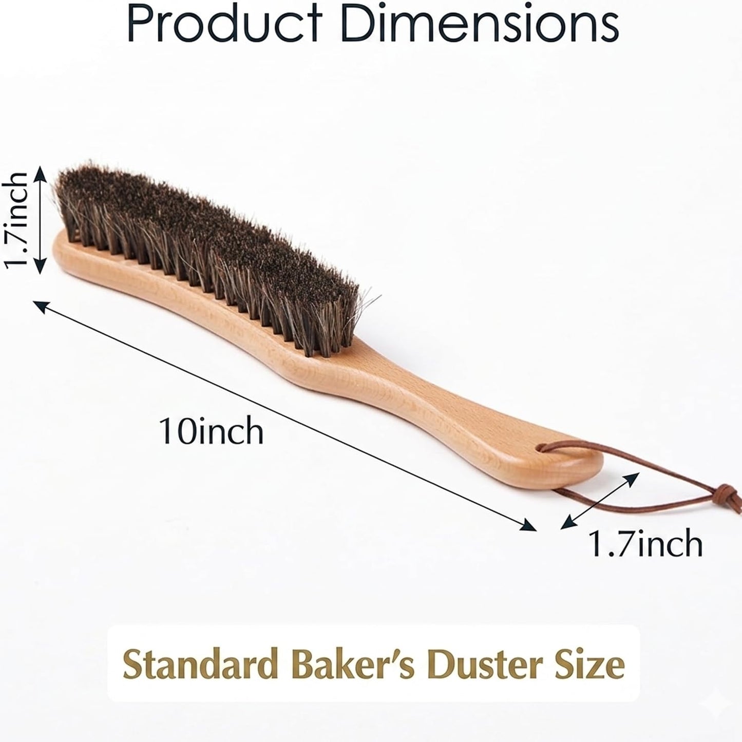 Sourdough Bread Proofing Basket Cleaning Brush, 100% Horse Hair Flour Brush with Ergonomic Beech Wood Handle, Professional Bench Brush for Baking, Banneton, Pastry Cloth & Countertop Cleaning