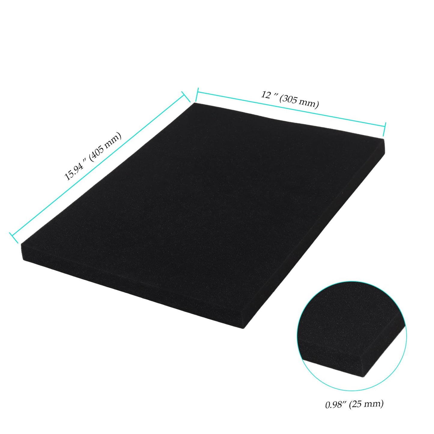 NINGWAAN 6 PCS Foam Insert Black, Cuttable Foam Padding Sheets Cushioning Inserts for Packing Cases, Toolbox, Crafts Make, Moving, 16 x 12 x 1 inch