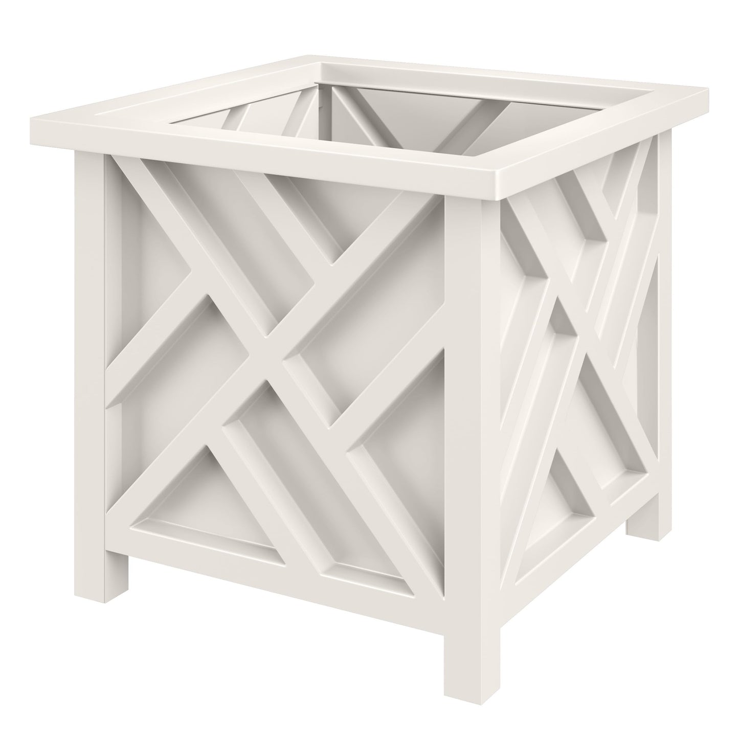 CNEIESD Lattice Planter Box Outdoor, 15.6 Inch Large White Decorative Flower Pot for Garden Patio Balcony