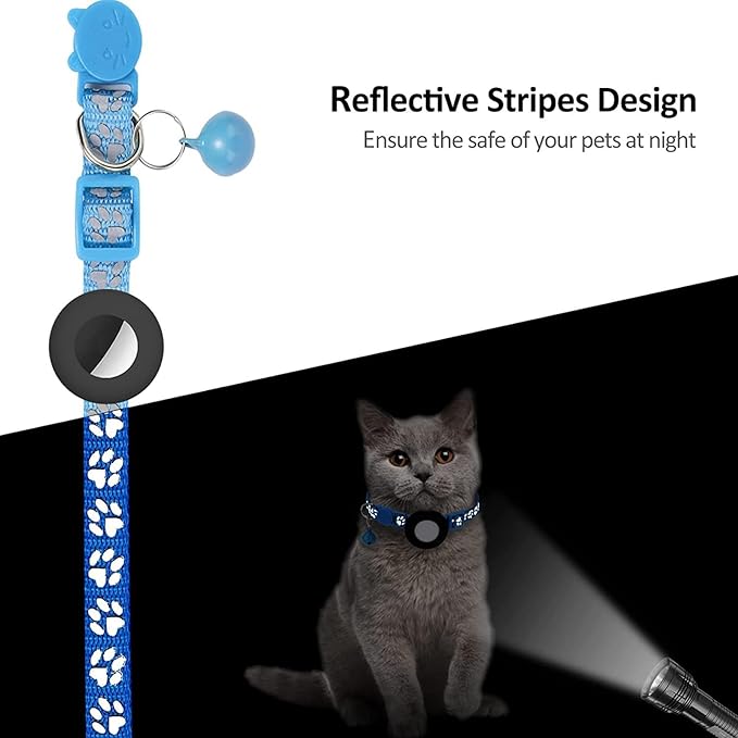 GPS Tracker for Cats, Mini GPS Pet Tracker with Collar, IPX8 Waterproof Cat Trackers Collar,No Monthly Fee,Work with Apple Find My(iOS Only),Smart Trackers for Pets-Blue-5
