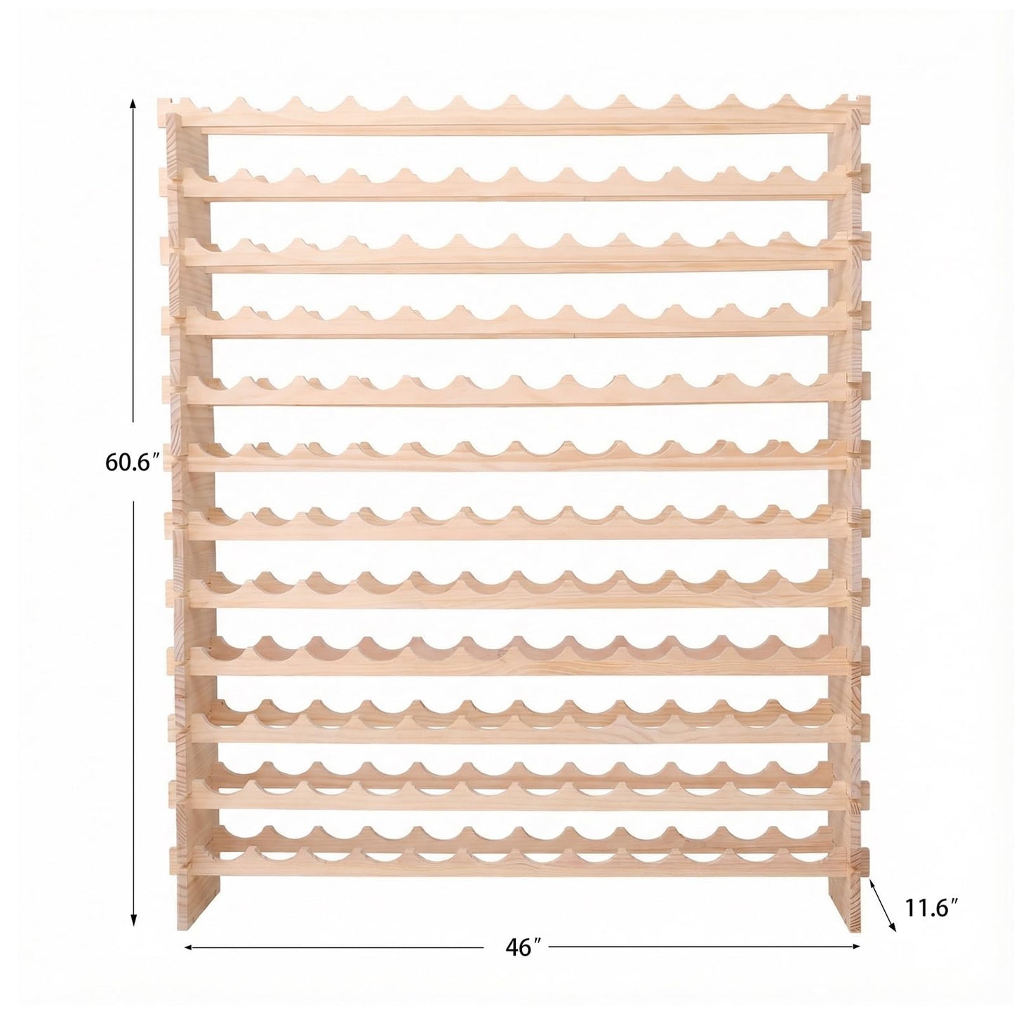 fdjamy Wine Rack freestanding Floor Cabinet 144bottle Wood Stackable Storage Modular Wine Holder Display Shelves ﻿
