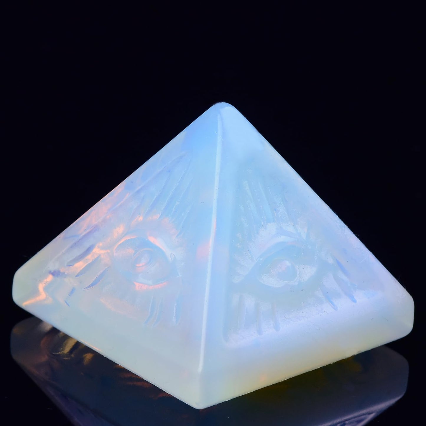 QLRSUXN Opal Healing Crystal Pyramid,Natural Stone White Pyramid for Meditation, Reiki Energy, Chakra Balancing,Energy Enhancement Great Gift for Home Decor, Office Desk, and Spiritual Practices