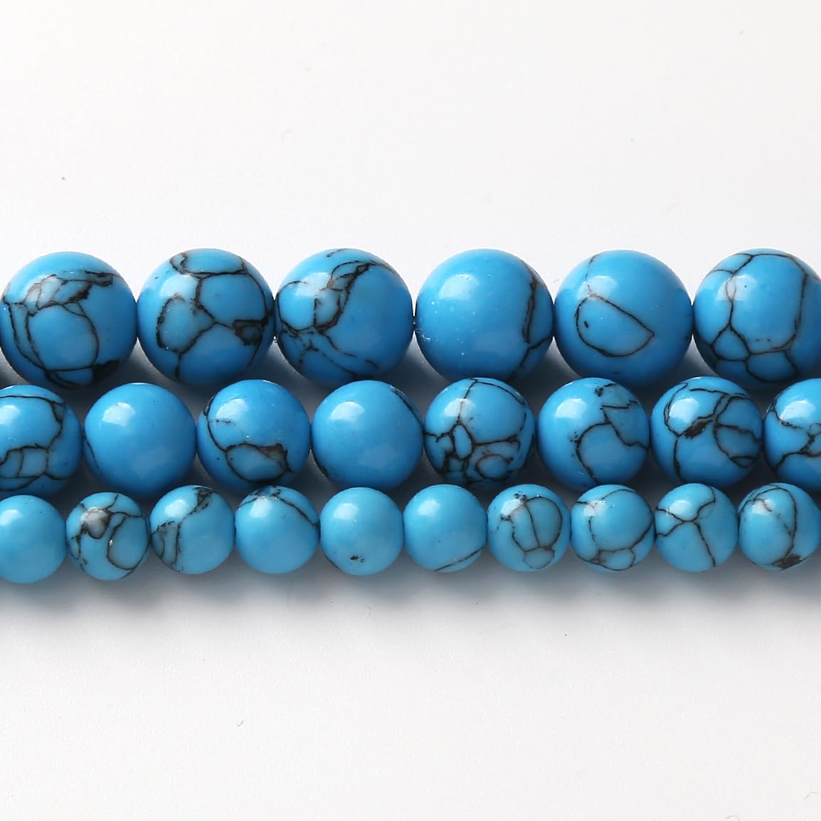 45PCS 8MM Blue Turquoises Round Loose Beads Natural Gemstone Beads for Jewelry Making DIY Bracelet Necklace 15"