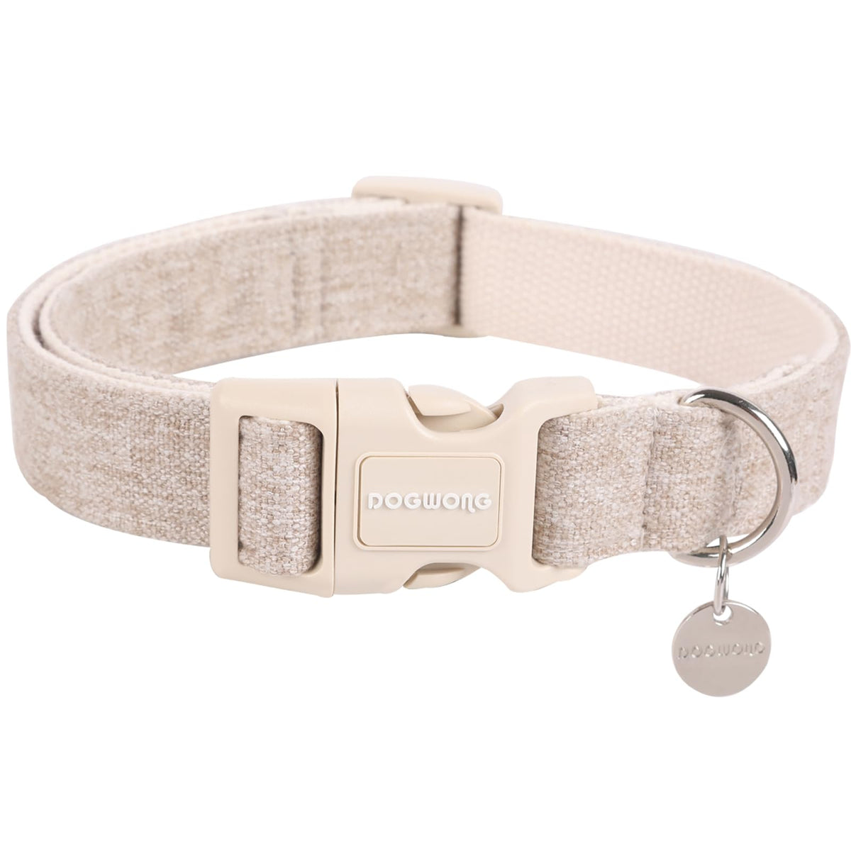 DOGWONG Cotton Hemp Dog Collar, Heavy-Duty Blue Dog Collar Adjustable Soft Natural Fabric Cute Wedding Puppy Necklace for Small Medium Large Dogs