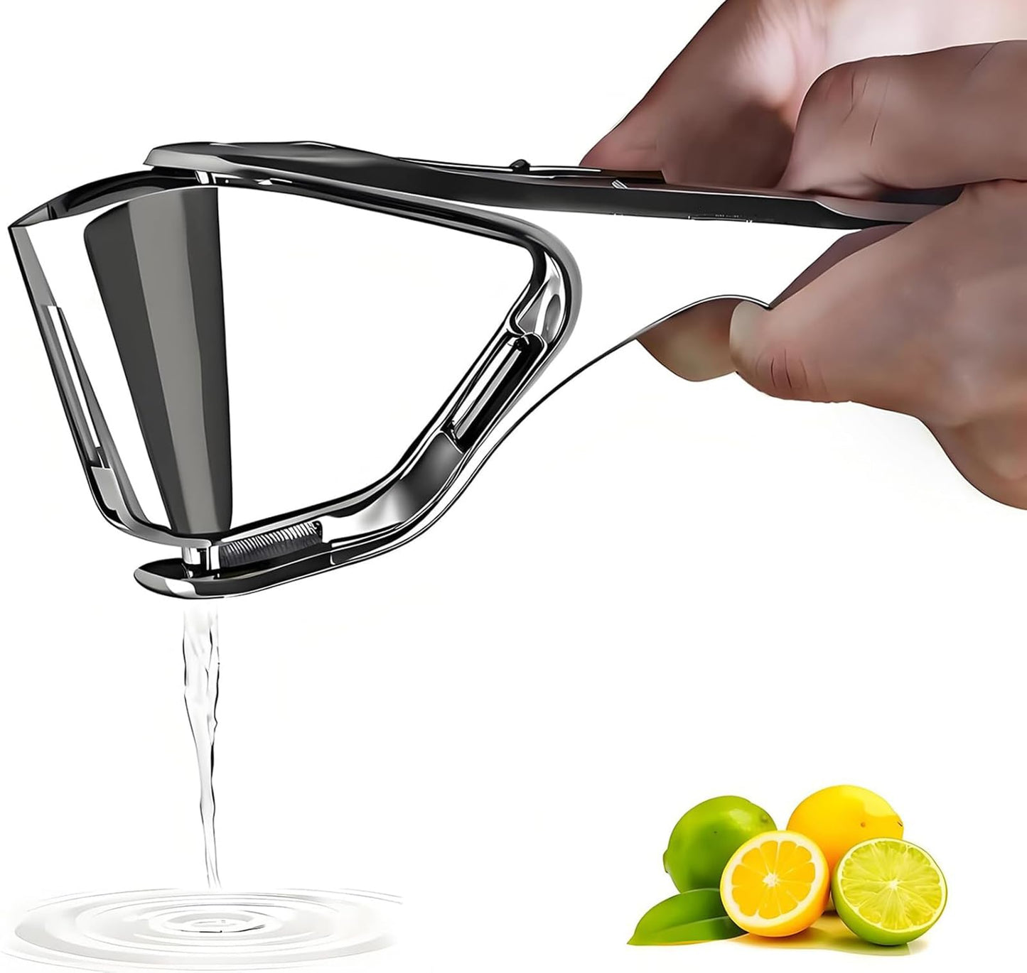 Heavy Duty Lemon Squeezer Stainless Steel - Max Extraction Manual Juicer - Easy Squeeze Fold-Flat Lime Citrus Handheld Juice Extractor