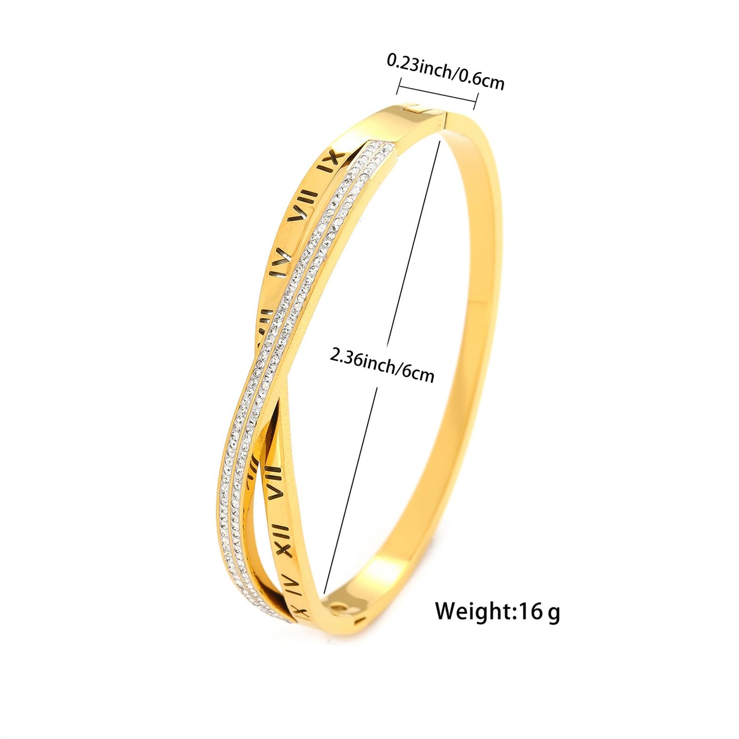 Vbvbip 18K Gold Plated 316L Stainless Steel Bracelets Bangle Collection - 12 Unique Designs + Matching Diamond-Accent Titanium Steel Chain, Gift for Women