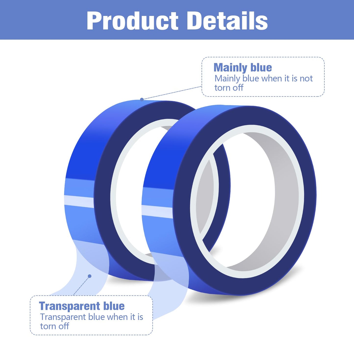 Fyguard 8 Rolls 20mm × 30m (98ft) Blue Sublimation Tape Heat Transfer Tape, Heat Resistant Tape for Sublimation Printer Electronic Soldering, No Residue