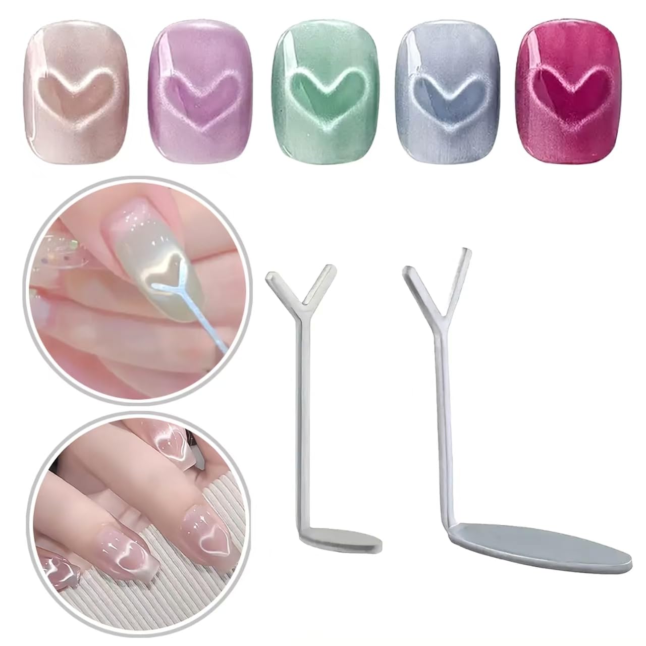 14pcs Cat Eye Magnet Set, 3 In 1 Heart Magnet for Cat Eye Gel Polish, 3d French Tip Cateye Magnet for Nails, Multifunctional Flower Design Nail Magnetic Pen, Rabbit-Shaped Nail Art Magnets Tools