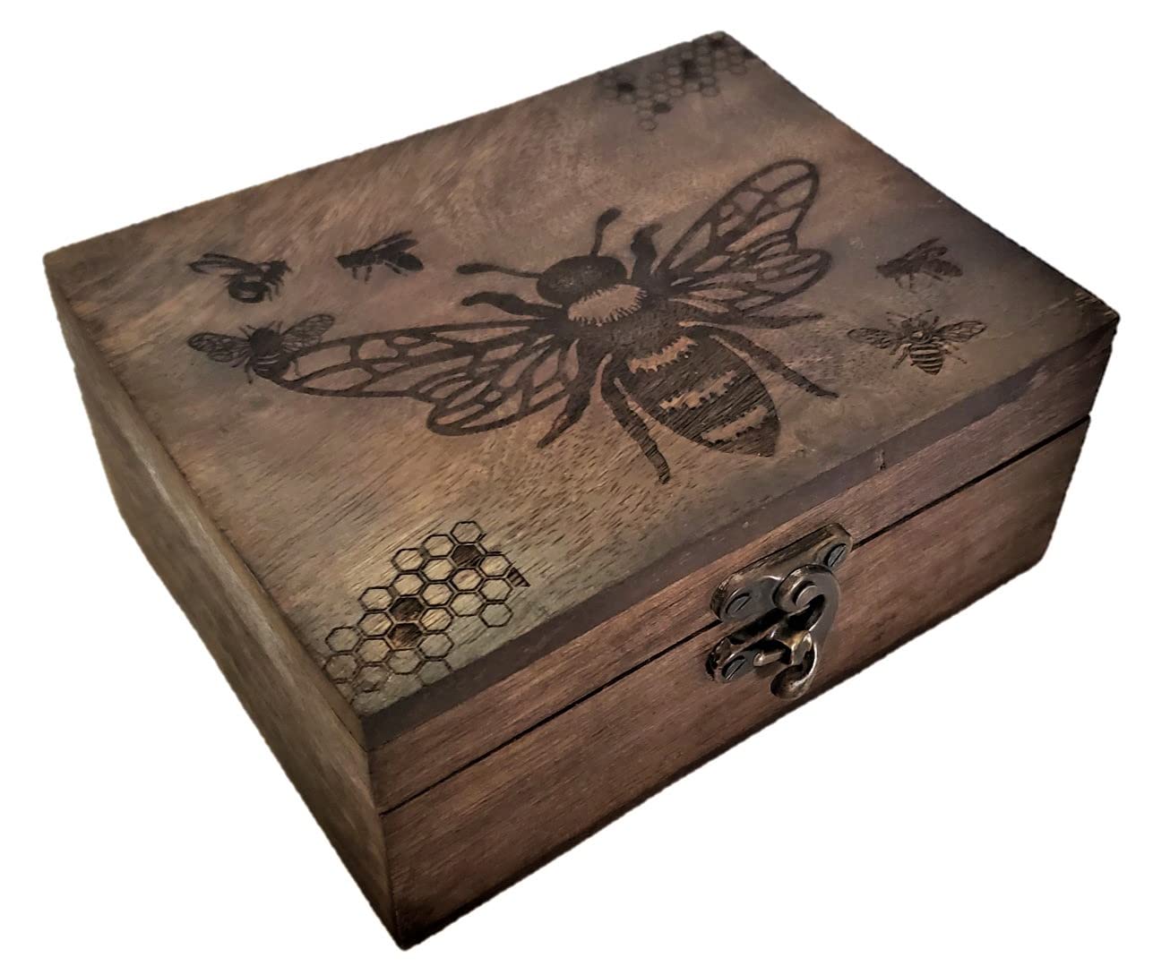 JB&C Premium Engraved Bee Jewelry Box Beautiful Trinket Keepsake Box | Decorative Holder Organizer | Gift Idea Valentine's Day, Birthday Christmas, Weddings, Animals Bee Lover Gifts for Home Décor