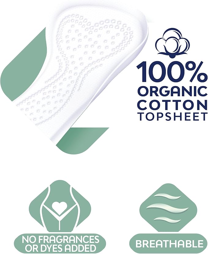 Saba V-Organic Regular Pantiliners | for Daily use | 100% Organic Cotton Topsheet | Breathable Pantiliners | 160 Liners (4 Packages, 40 Liners Each)