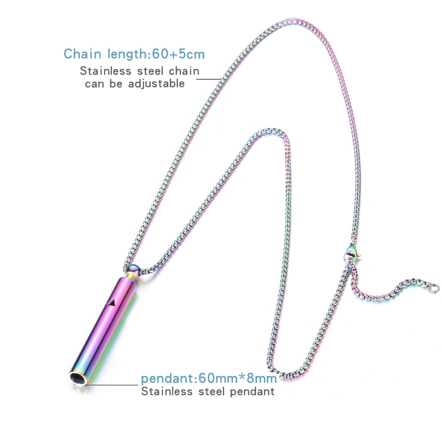 Anxiety Breathe Easy Necklace Mindfulness Breathing Necklace Breathlace Stainless Steel Pendant for Natural Calm & Stress Relief (Rainbow T)