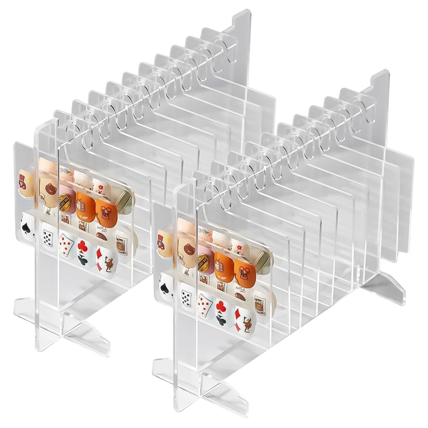 Hapivida 2Pcs Nail Art Display, Acrylic Hanging Transparent Nail Hanger Display Stand Nail Sample Display Stand with 10pcs Hanger