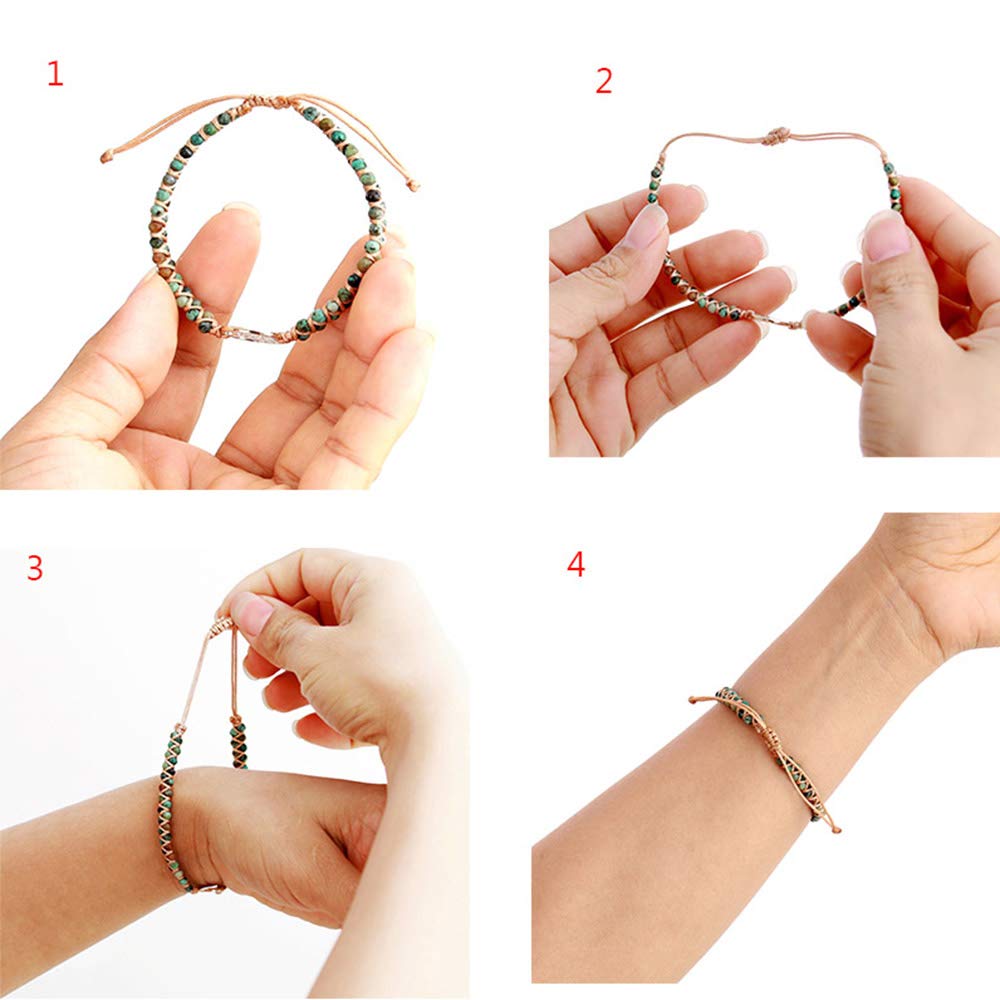 ZOSOJONA Women Handmade Boho Wrap Bracelets Natural Stone Variety Beads Strand Bracelet