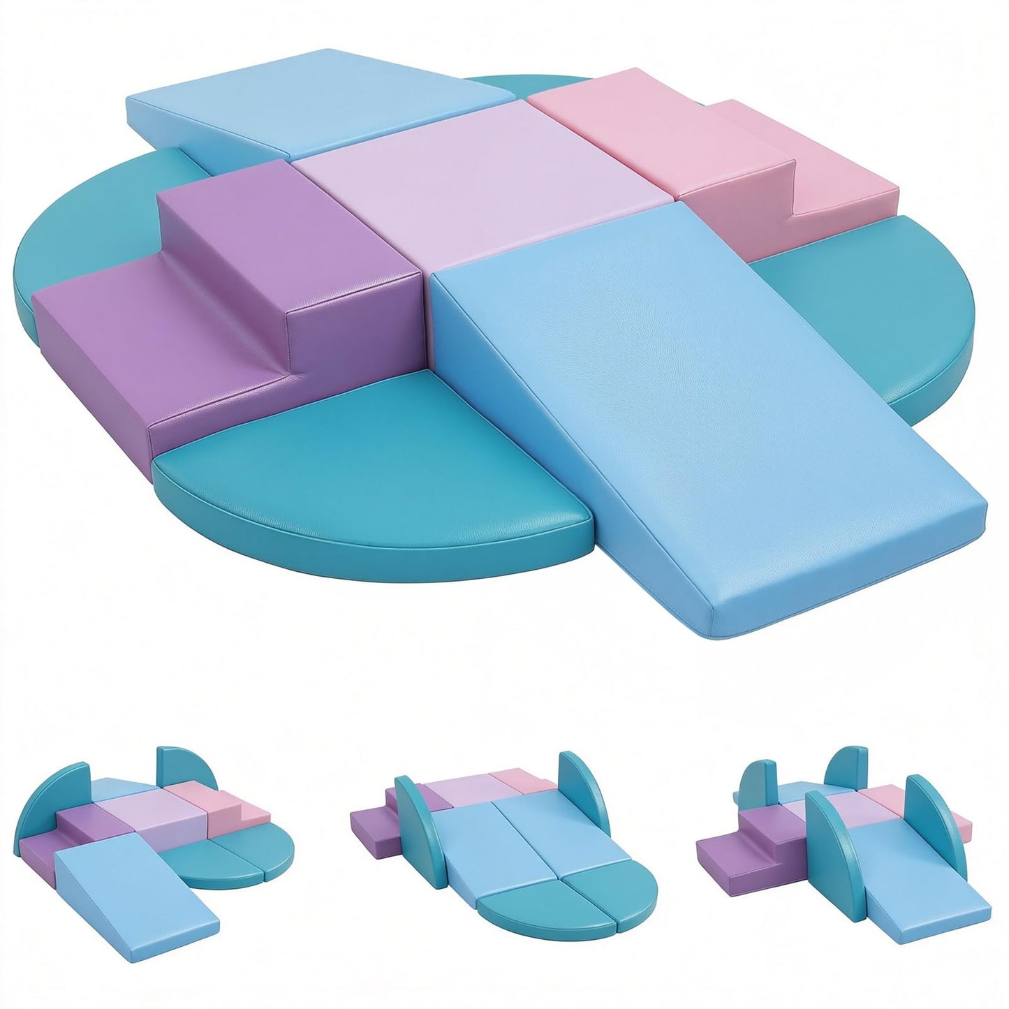 TODIBY 9-Piece Climbing Toys for Toddlers: Soft PU Leather Foam Blocks - Baby Climb and Crawl Activity Blocks - Kids Play Gym Equipment Indoor for Development(Macaroon)