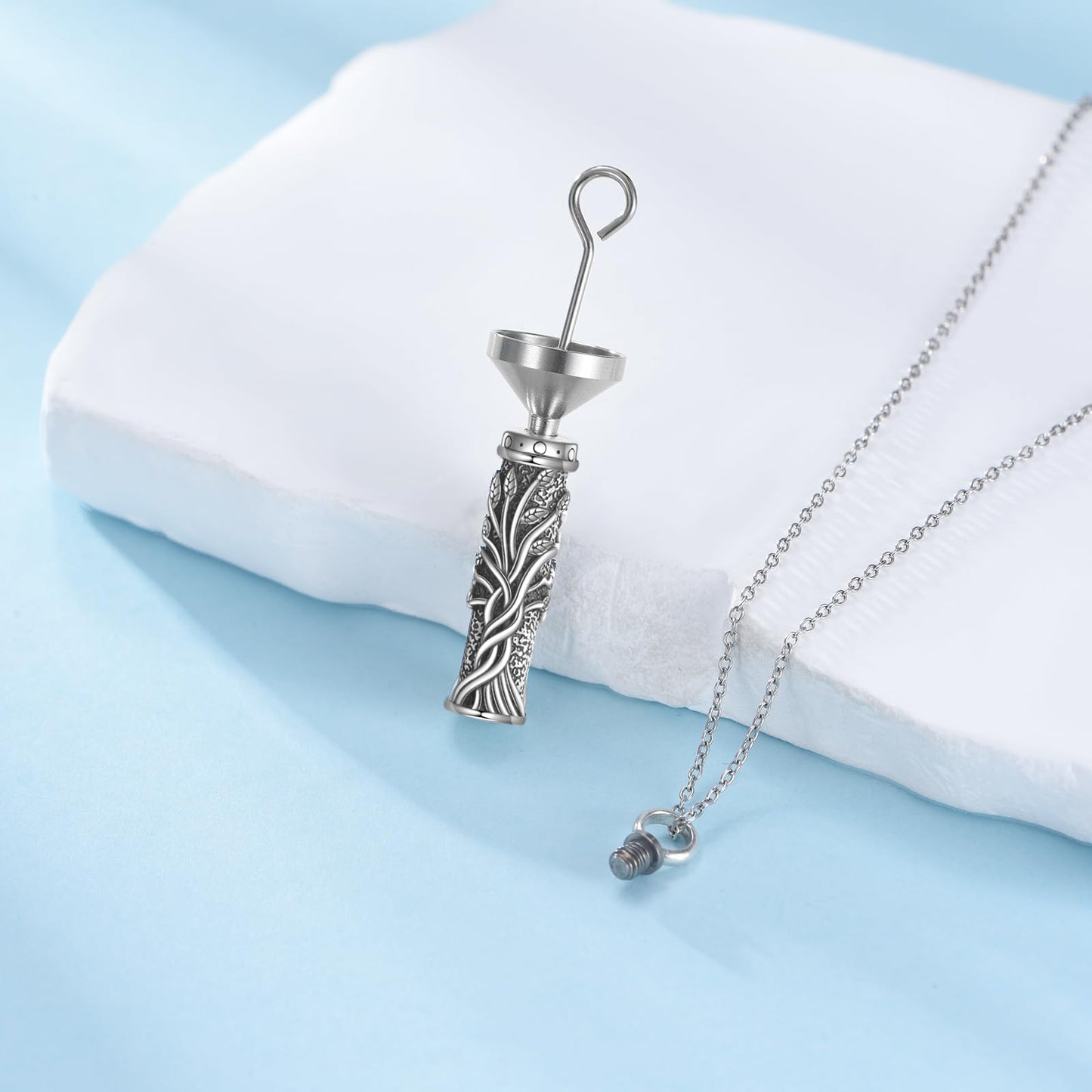 POPLYKE Tree of Life Urn Necklaces for Ashes Sterling Silver Tree of Life Cremation Jewelry for Women Men