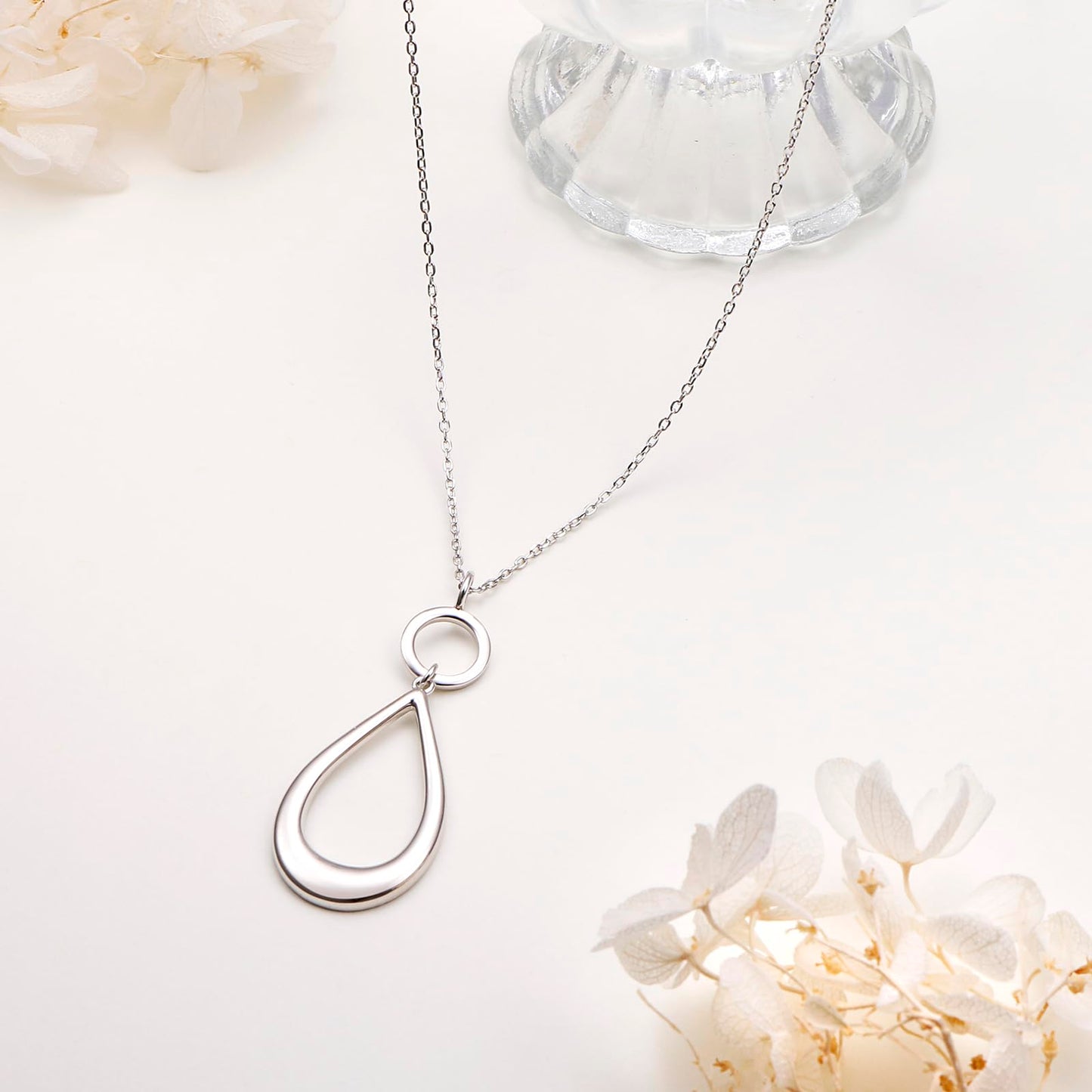 DAOCHONG Long Necklace Teardrop Sweater Necklace Long Chain Waterdrop Necklace for Women