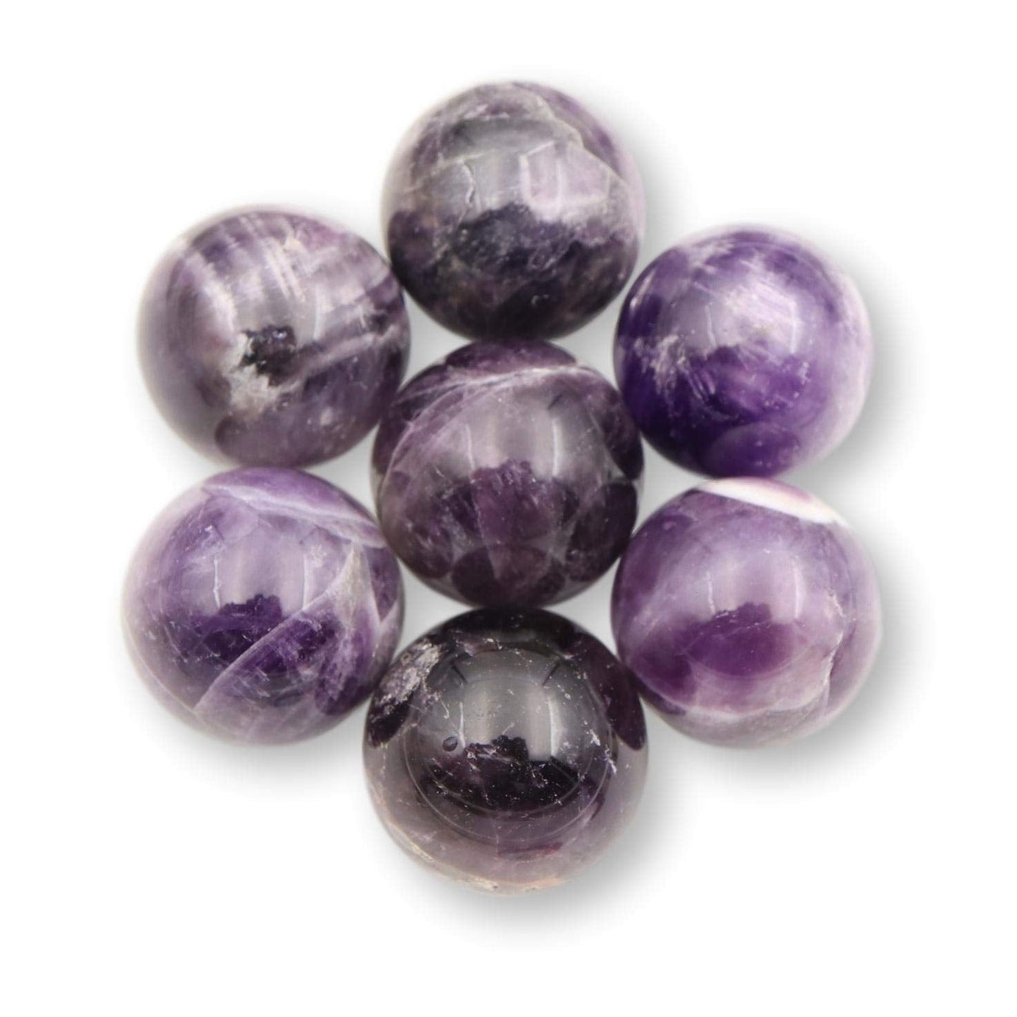 Nature Wonders Crystal Ball Sphere Amethyst (Deep Violet) 7 Spheres 1”, 24-26mm for Reiki, Energy Healing, Meditation, Palm Stones, TouchStones