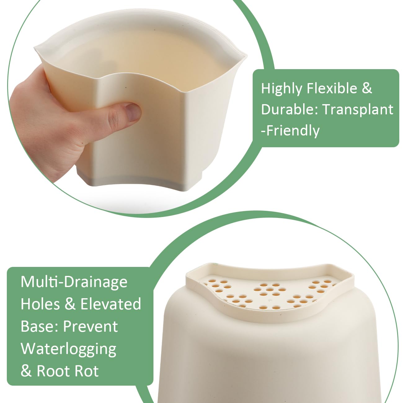 Plant Pots Indoor, 2 Pack Rotating Flower Pots with Drainage Holes & Clear Saucer (12 Small Bonsai Nursery Pots) Visible Water Level Bottom Watering Cactus Herbs Succulent Pots Planters Gardening Gift