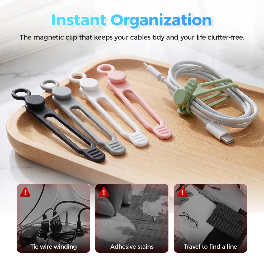 Data Cable Organizer Ties, Silicone Cable Straps Cord Organizer For Bundling Earphone, Charger Wire, Computer Cords, Reusable Cable Ties Wire Organizer In Home,Kitchen (30PCS-B)