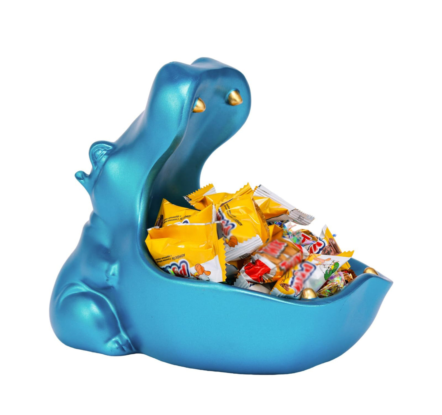 ZMLOOK Hippo Statue, Hippo Resin Furniture Ornament Sculpture, Suitable for Home Decor, Desktop Hippo Candy Bowl, Entryway Table Storage Vessel, Storage Box (Blue)