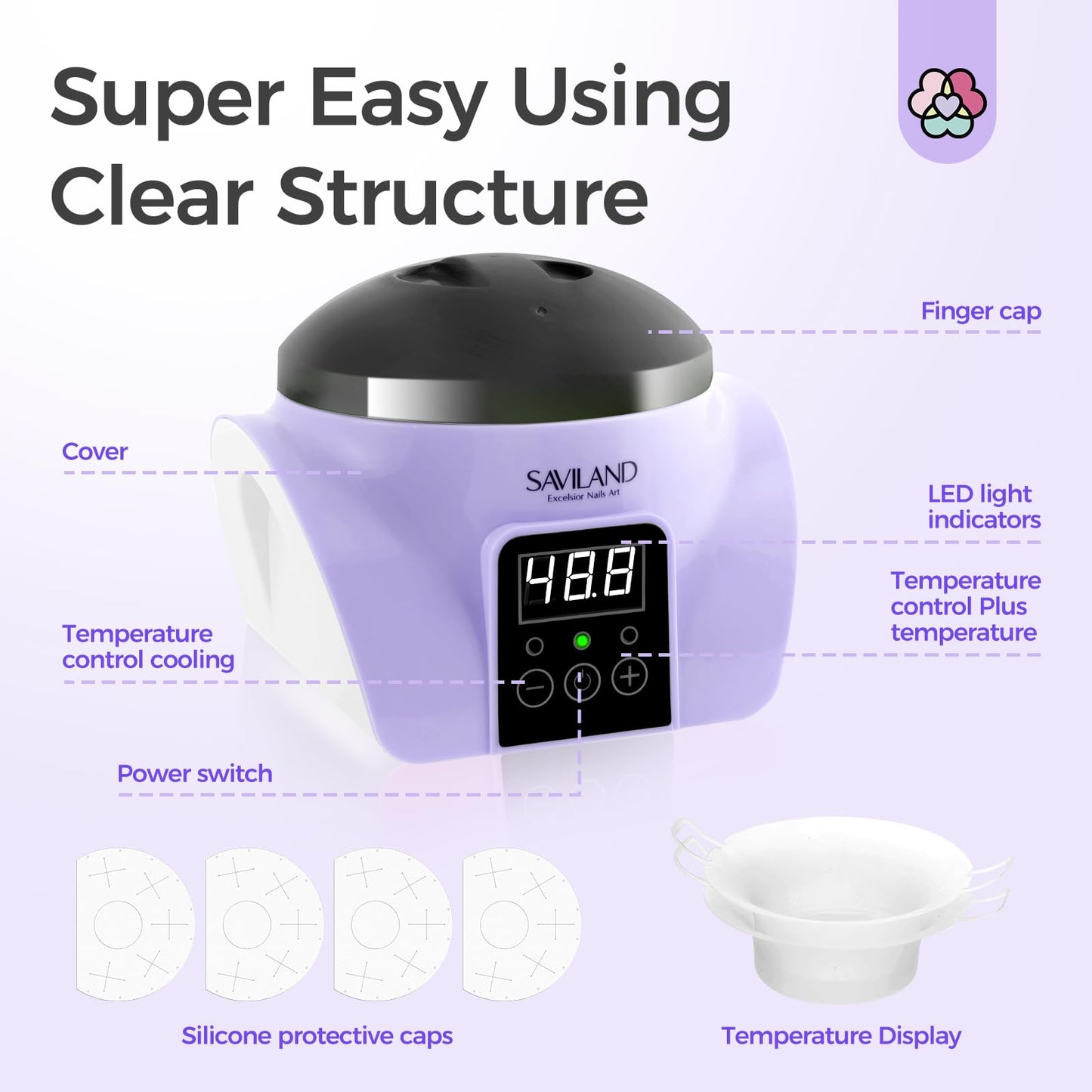 Saviland Essentials Nail Polish Remover Machine: Nail Soaking Bowl & Acetone Nail Polish Remover Gel Nail Remover Machine with Nail Soak off Bowl Soaker Tech Acrylic Nail Remover Steam Salon Home DIY