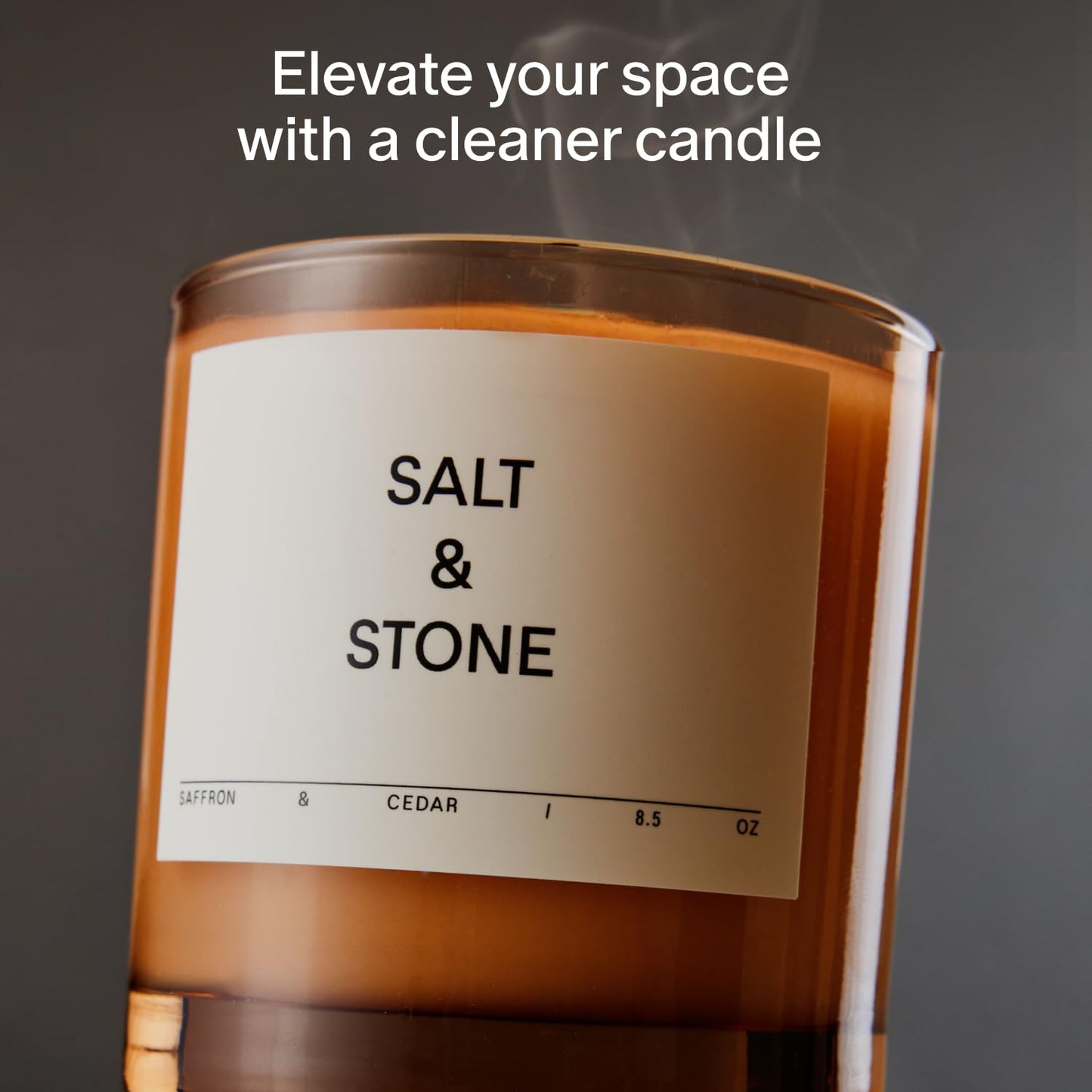 Salt & Stone Scented Candle for Women & Men | Coconut & Soy Blend Wax | Hand-Poured, Aromatic & Fragrant | 100% Cotton Wick | Long-Lasting 50 Hour Burn Time | Saffron & Cedar 8.5 oz