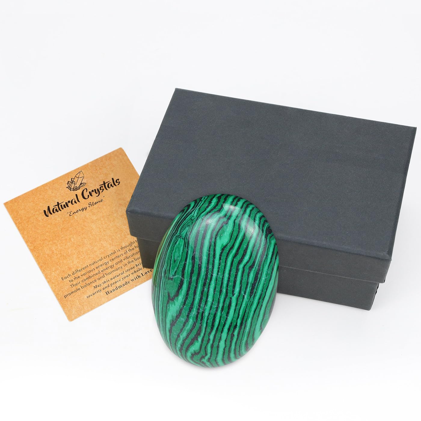 MAIBAOTA 2.4" Large Malachite Crystals Stone Polished Palm Stone Healing Crystals 0.7" Thick Natural Reiki Gemstone Worry Stone Energy Balancing Anxiety Stress Relief Meditation 1 Pc