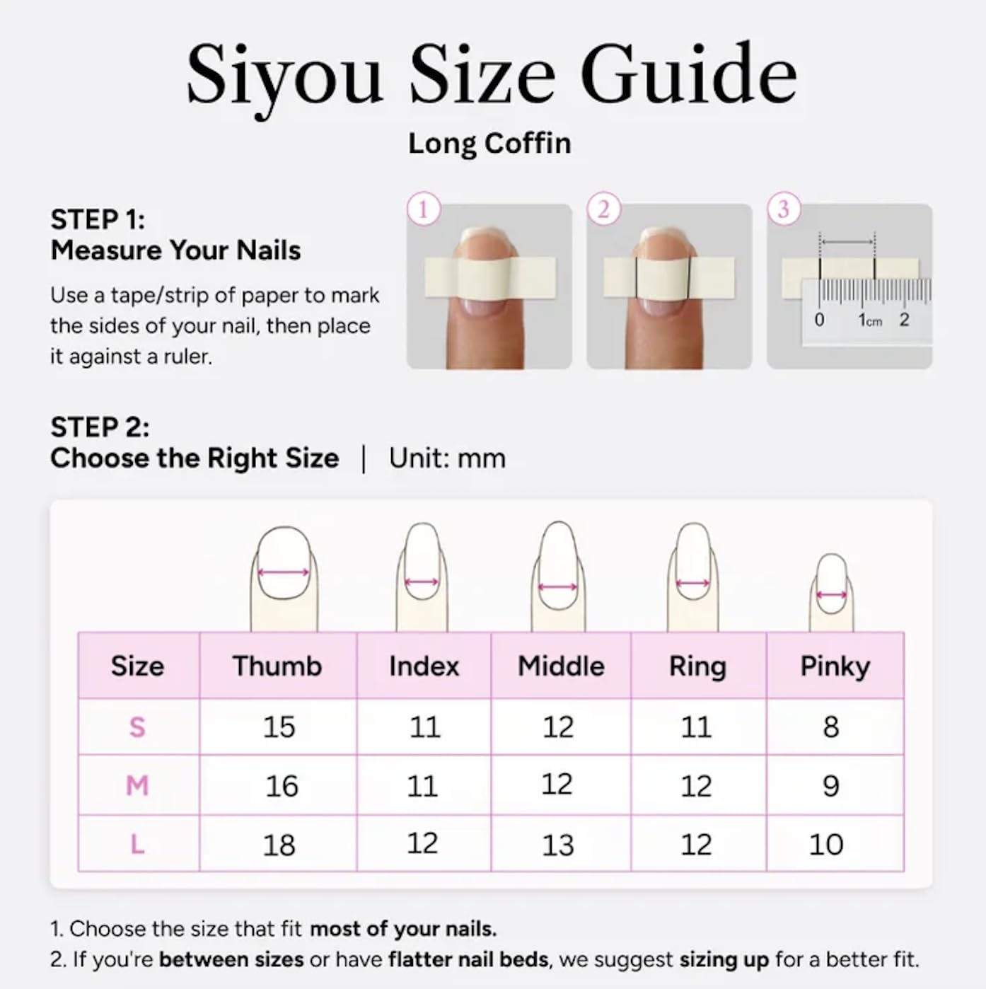 SIYOU Beauty | Fairy Space | Pink Fairy Long Coffin Press On Nails for Women (Medium) - Reusable, Salon-Quality Fake Nails (10pc)