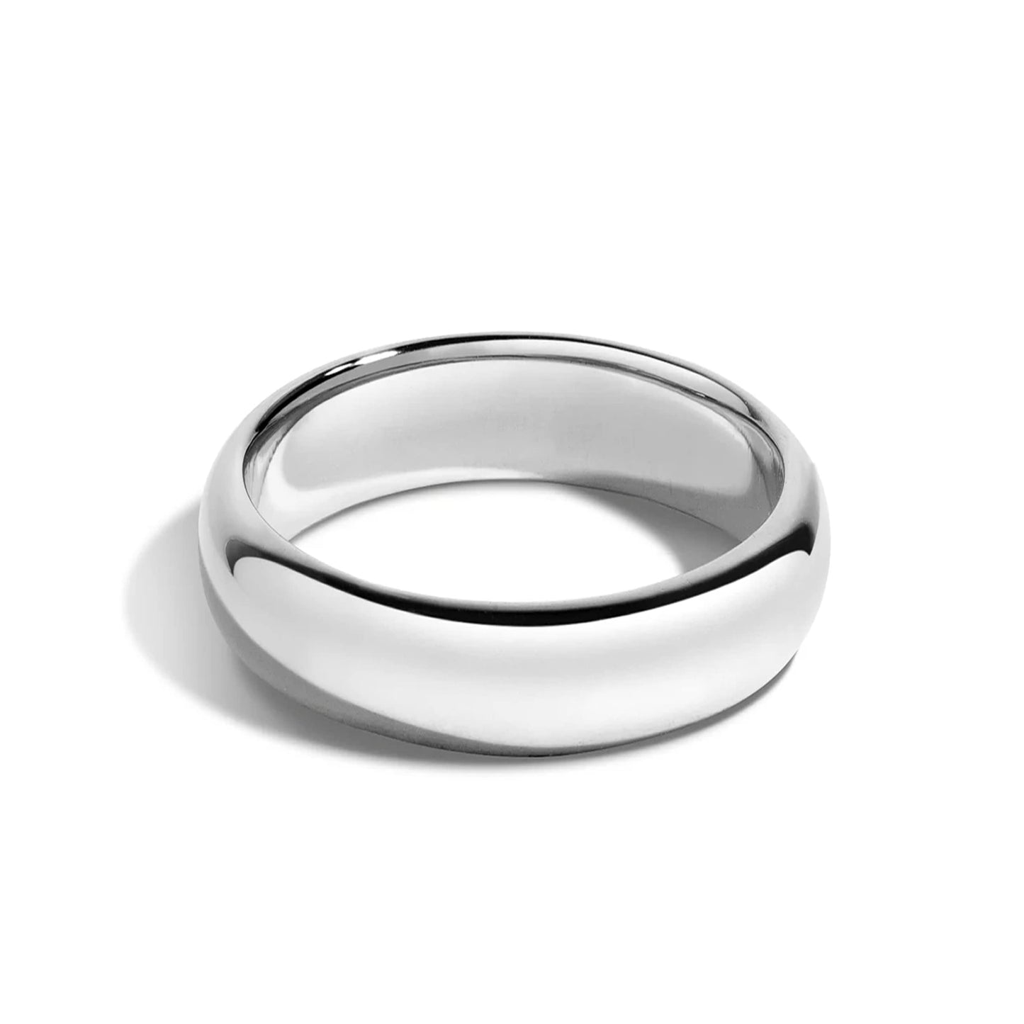 Tioneer Jewelry | Sterling Silver Plain Dome Wedding Band | Wedding Band for Women & Men | Sterling Silver Jewelry, Black, 6mm, Size 7