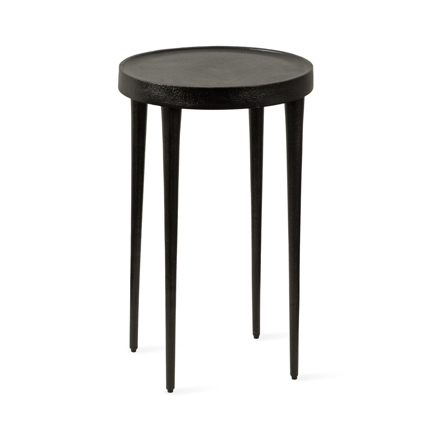 Kate and Laurel Rava Modern Metal Round Side Table, 14 x 14 x 22, Black, Cast Aluminum Accent Table for Use as Indoor Plant Stand or Living Room Decor Piece